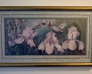 Robbin Allen Hummingbird and Iris Print