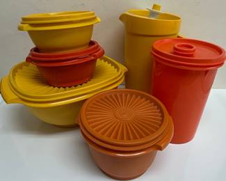 Vintage Tupperware Servalier Harvest Gold & Orange Set