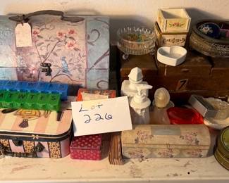 Lot 226 boxes, bottles, decor