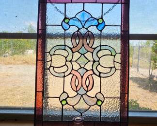Lot 92 Stained glass vases