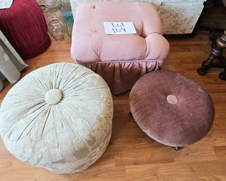 Lot 109 Three upholstered foot stools