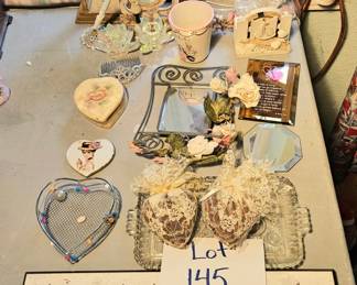 Lot 145 clock, mirrors, knick knacks