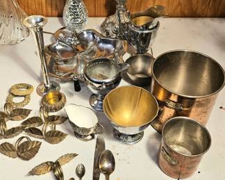 Lot 130 Copper, silverplate metal decor