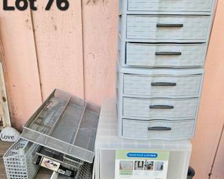 Lot 76 storage drawers caddies