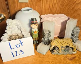 Lot 123 Bookends, pottery, more
