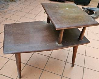 Lot 80 two tiered wood table project piece detail