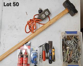 Lot 50 Mallet, cord, assorted tools