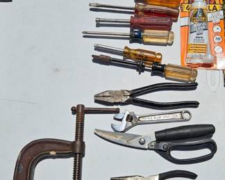 Lot 10 Cclamp, screwdriver more