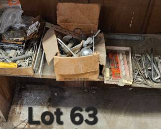Lot 63 Drill bits, bolt, misc parts