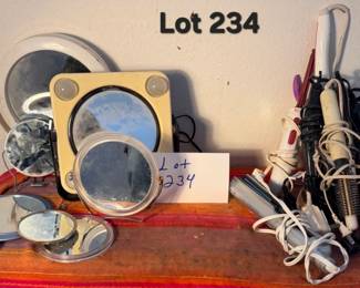Lot 234 mirrors and haircare items