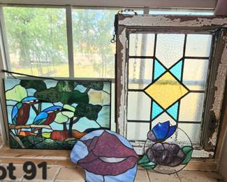 Lot 91 Collection of stained glass