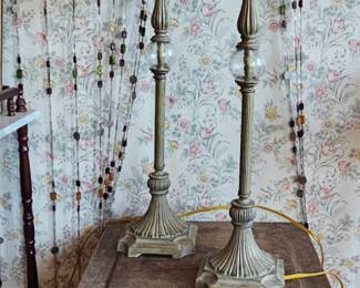 Lot 89 Pair of metal lamps, antique commode