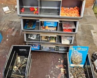 Lot 58 Storage box w assorted parts