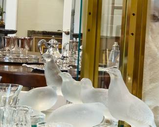 Three Lalique quails