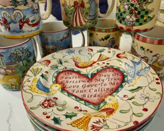 12 Days of Christmas mugs and dessert plates