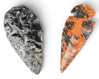 Obsidian and carved stone arrowheads
