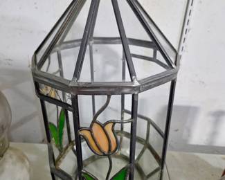 Vintage stained-glass terrarium