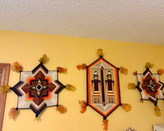 vintage handmade Navajo-style yarn wall hangingS