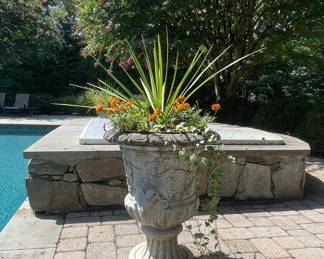 Cast Stone Urn with Grapevine Motif