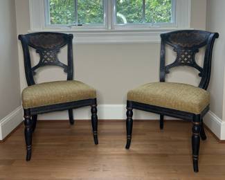 Regency Style Black Painted Dining Chairs