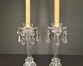 Crystal Hurricane Candlesticks with Prisms