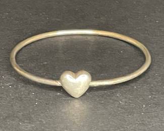Tiffany & Co Sterling Silver Puffed Heart Bangle Bracelet