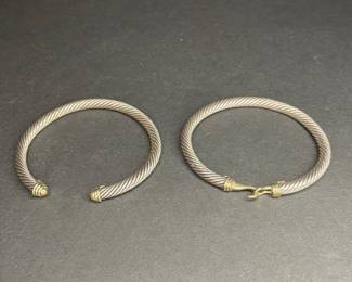 David Yurman Cable Classics Bracelet with Gold Dome Ends