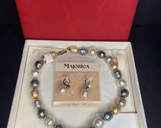 Majorica "Agora" Baroque Pearl Necklace and Earring Set