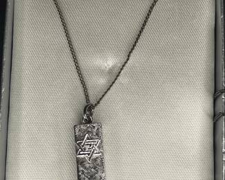 Sterling Silver Star of David Mezuzah Pendant Necklace