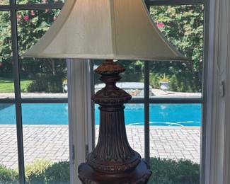 Traditional Carved Bronze Table Lamp