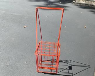 Vintage Orange Wire Milk Crate Carrier