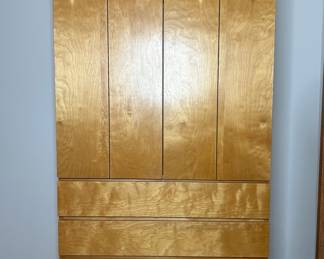 Mid Century Burlwood Armoire and Chest