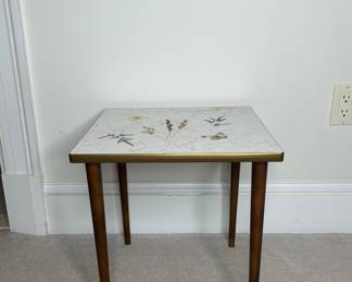 Mid-Century Modern Botanical Inlay Side Table