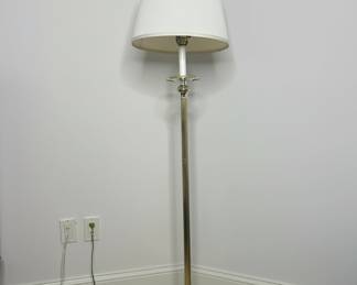 Vintage Brass Floor Lamp with Fluted Column