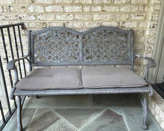 Cast Aluminum Garden Bench with Lattice Back