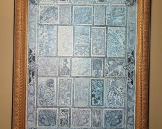Decorative Architectural Panel Print in Gilt Frame