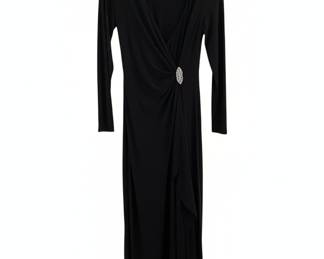 Lauren Ralph Lauren Black Embellished Faux Wrap Maxi Dress