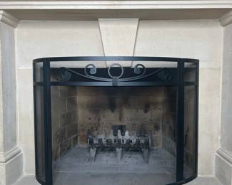 Curved Fireplace Screen with Scrollwork Detail