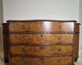 Alexander and Mary Burl Walnut Serpentine Commode