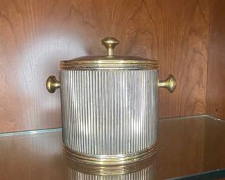 Vintage Silver-Plated Ice Bucket with Brass Accents
