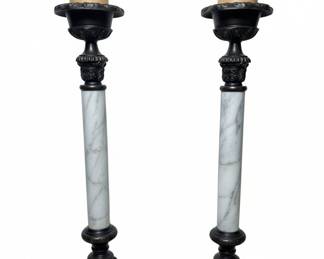 Neoclassical Style Marble and Bronze Candlesticks