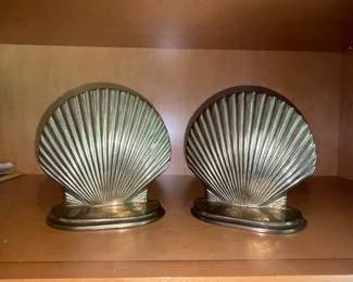 Vintage Brass Scallop Shell Bookends by Andrea by Sadak