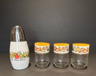 Gemco Spice of Life Glass Sugar Shaker and Spice Jars Vintage