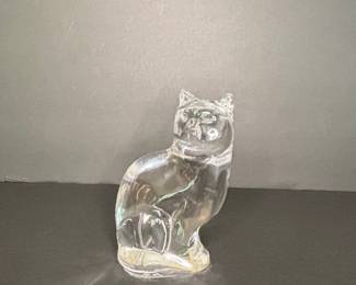 Orrefors Crystal Sitting Cat Figurine