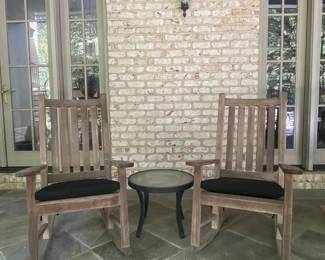 Teak Slat-Back Rocking Chairs