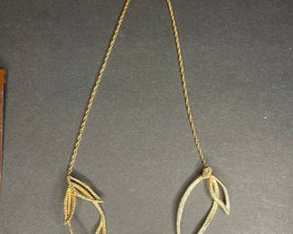 Alexis Bittar Gold-Tone Labradorite Leaf Motif Necklace
