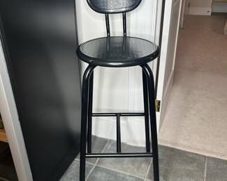 Vintage Black Ikea Bar Stool with Backrest