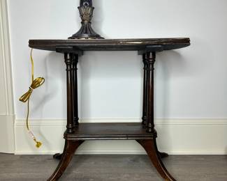 Regency Style Ebonized Pedestal Side Table