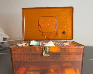 Vintage Amber Plastic Sewing Box