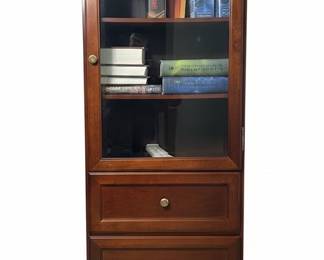 Traditional Cherry Finish Display Cabinet with Drawers